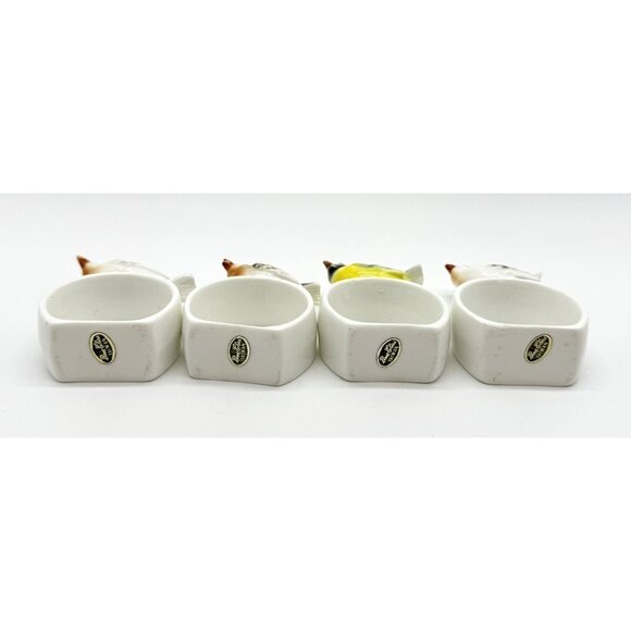 Bone China Bird Napkin Rings Set of 4 Cottage  Boho lot Sparrow Bluebird - Picture 7 of 8